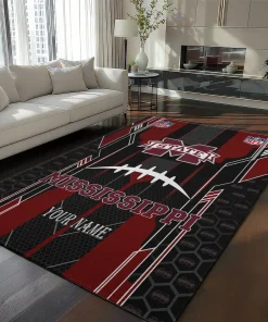 Mississippi State Bulldogs Rug - Personalized Football Laces Maroon