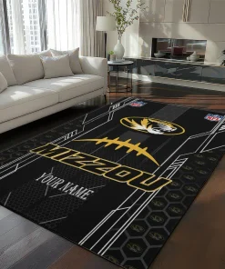 Missouri Tigers Rug - Custom Football Laces Black