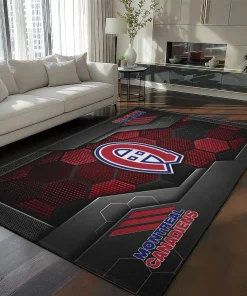 Montreal Canadiens Rug - Hexagonal Grid Pattern Red