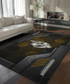 Nashville Predators Rug - Hexagonal Grid Pattern Black