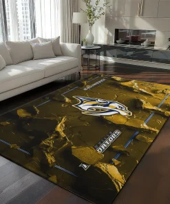 Nashville Predators Rug - Cracked Surface Design Gold