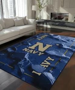 Navy Midshipmen Rug - Cracked Surface Design Blue
