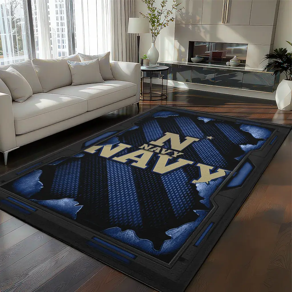 Navy Midshipmen Rug - Torn Mesh Blue