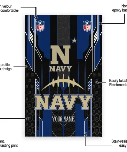 Alternative view of Navy Midshipmen Rug - Personalized Football Laces Blue