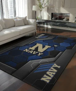Navy Midshipmen Rug - Hexagonal Grid Pattern Blue