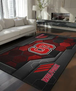 NC State Wolfpack Rug - Hexagonal Grid Pattern Red