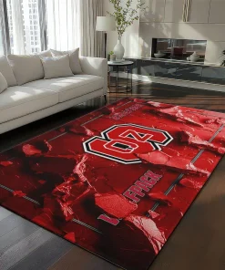 NC State Wolfpack Rug - Cracked Surface Design Red