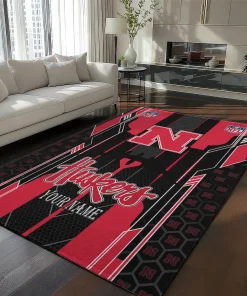 Nebraska Cornhuskers Rug - Customized Football Laces Red