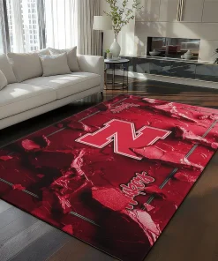 Nebraska Cornhuskers Rug - Cracked Surface Design Red