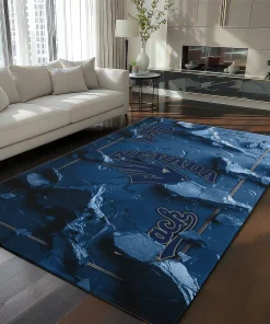 Nevada Wolf Pack Rug - Cracked Surface Design Blue