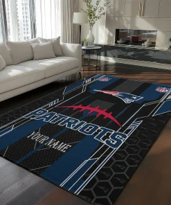 New England Patriots Rug - Customized Football Laces Blue