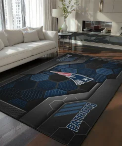 New England Patriots Rug - Hexagonal Grid Pattern Blue