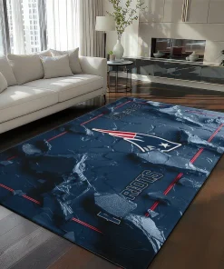 New England Patriots Rug - Cracked Surface Design Blue