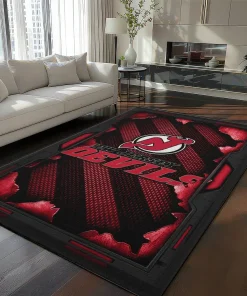 New Jersey Devils Rug - Torn Mesh Red