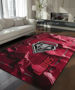 New Mexico Lobos Rug - Cracked Surface Design Red