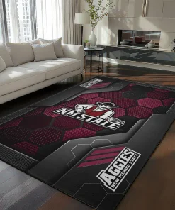 New Mexico State Aggies Rug - Hexagonal Grid Pattern Crimson