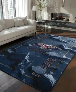 New Orleans Pelicans Rug - Cracked Surface Design Navy