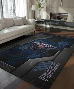 New Orleans Pelicans Rug - Hexagonal Grid Pattern Navy