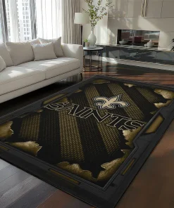 New Orleans Saints Rug - Torn Mesh Gold