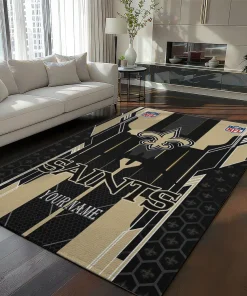 New Orleans Saints Rug - Personalized Football Laces Gold