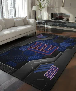 New York Giants Rug - Hexagonal Grid Pattern Blue