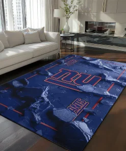 New York Giants Rug - Cracked Surface Design Blue