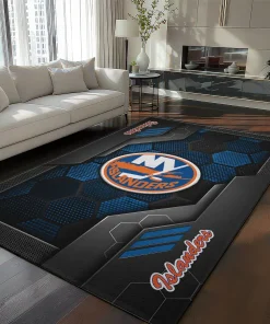 New York Islanders Rug - Hexagonal Grid Pattern Blue
