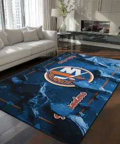 New York Islanders Rug - Cracked Surface Design Blue