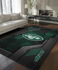 New York Jets Rug - Hexagonal Grid Pattern Green