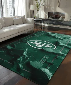 New York Jets Rug - Cracked Surface Design Green