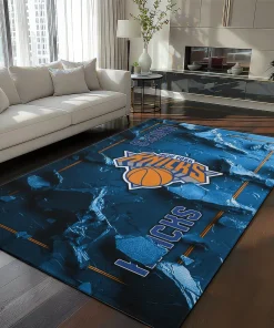 New York Knicks Rug - Cracked Surface Design Blue