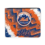 New York Mets Wallet - Custom Textured Pattern Blue Orange