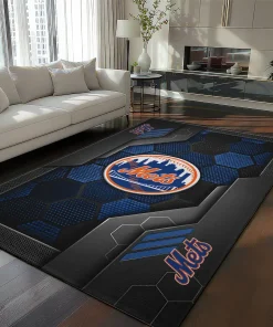 New York Mets Rug - Hexagonal Grid Pattern Blue