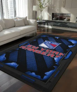 New York Rangers Rug - Torn Mesh Blue