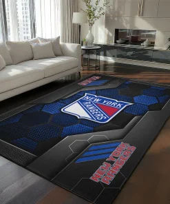 New York Rangers Rug - Hexagonal Grid Pattern Blue