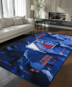 New York Rangers Rug - Cracked Surface Design Blue