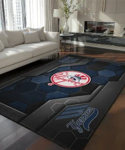 New York Yankees Rug - Hexagonal Grid Pattern Navy