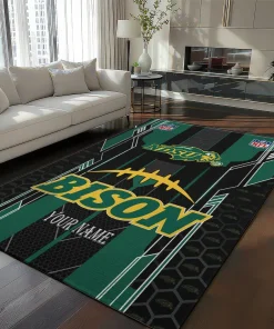 North Dakota State Bison Rug - Custom Football Laces Green