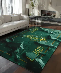 North Dakota State Bison Rug - Cracked Surface Design Green