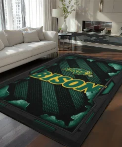 North Dakota State Bison Rug - Torn Mesh Green