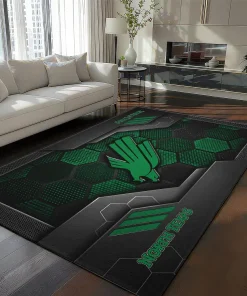 North Texas Mean Green Rug - Hexagonal Grid Pattern Green