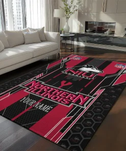 Northern Illinois Huskies Rug - Customized Football Laces Red
