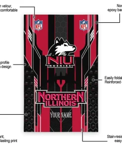 Alternative view of Northern Illinois Huskies Rug - Customized Football Laces Red