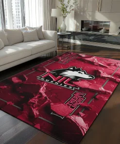 Northern Illinois Huskies Rug - Cracked Surface Design Red