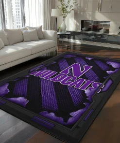 Northwestern Wildcats Rug - Torn Mesh Purple