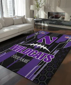 Northwestern Wildcats Rug - Personalized Football Laces Purple