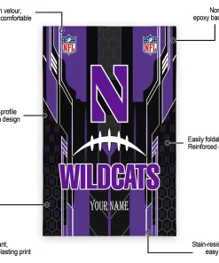Alternative view of Northwestern Wildcats Rug - Personalized Football Laces Purple