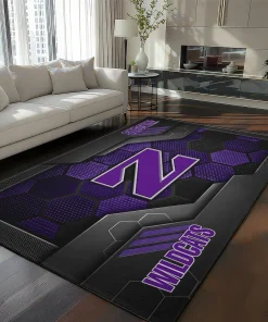 Northwestern Wildcats Rug - Hexagonal Grid Pattern Purple