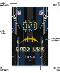 Alternative view of Notre Dame Fighting Irish Rug - Custom Football Laces Navy