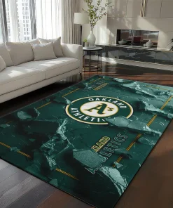 Oakland Athletics Rug - Cracked Surface Design Green